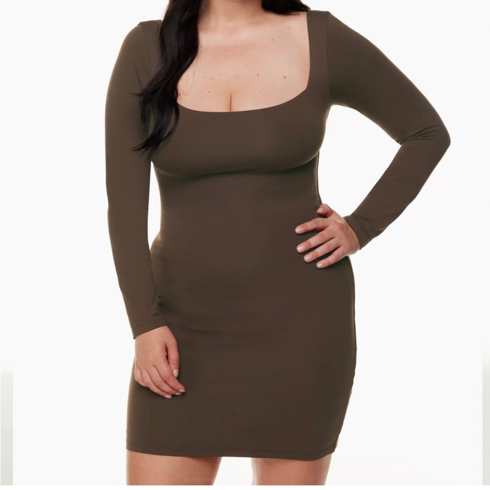 Babaton Long Sleeve Dress in Rich Brown
